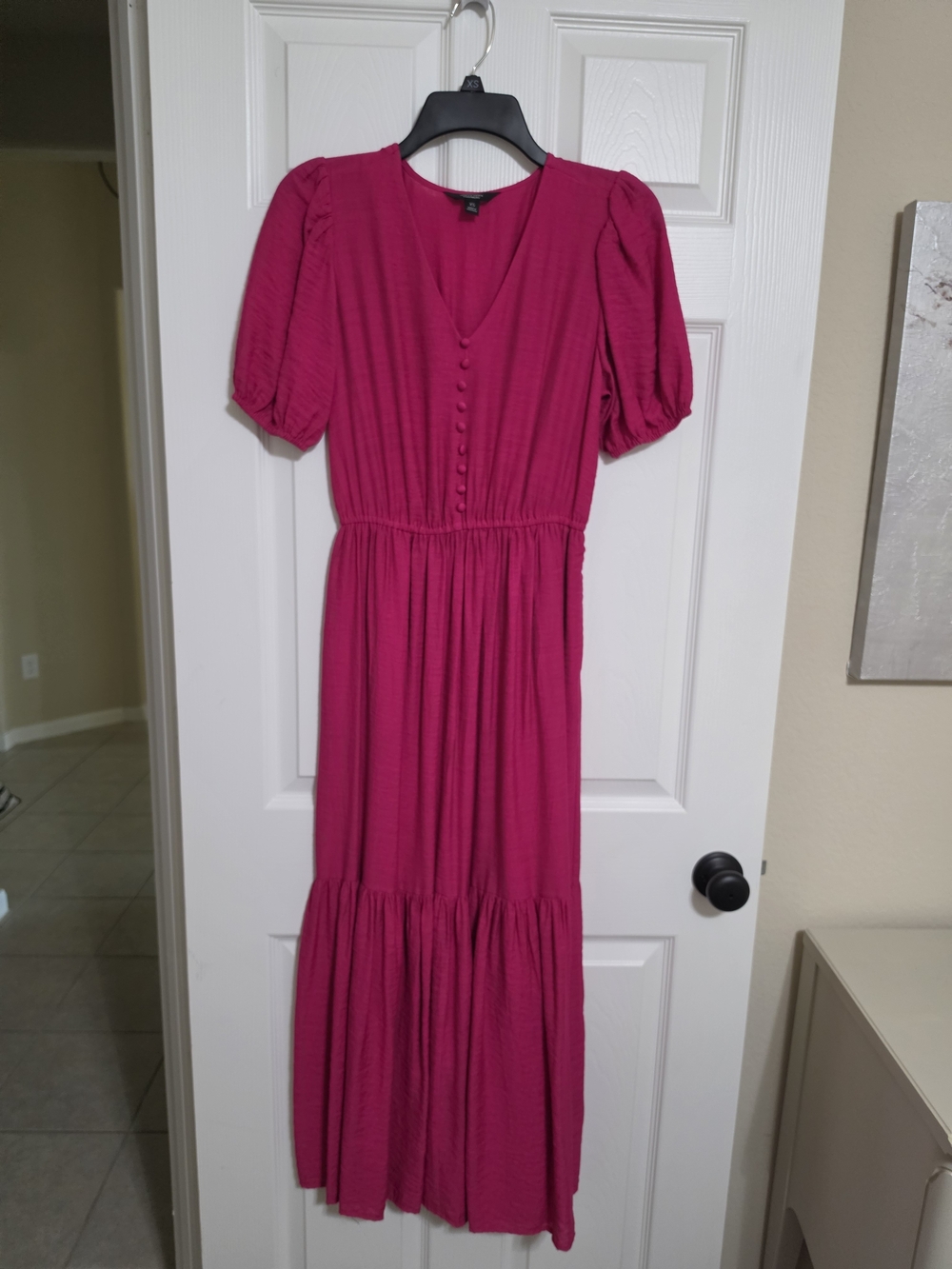 Women’s Fuchsia Simply Vera Midi Dress with Button Front